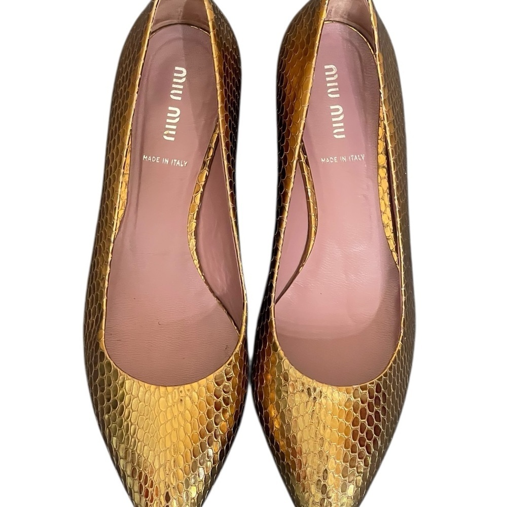 Miu Miu snake gold leather sandals size 37 1/2 - Picture 2 of 12